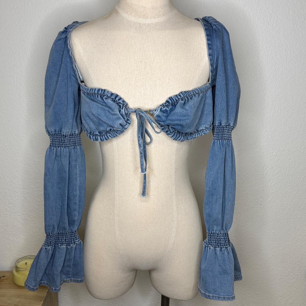 NL THE LABEL Nichole Lynel Strappy Denim Top L